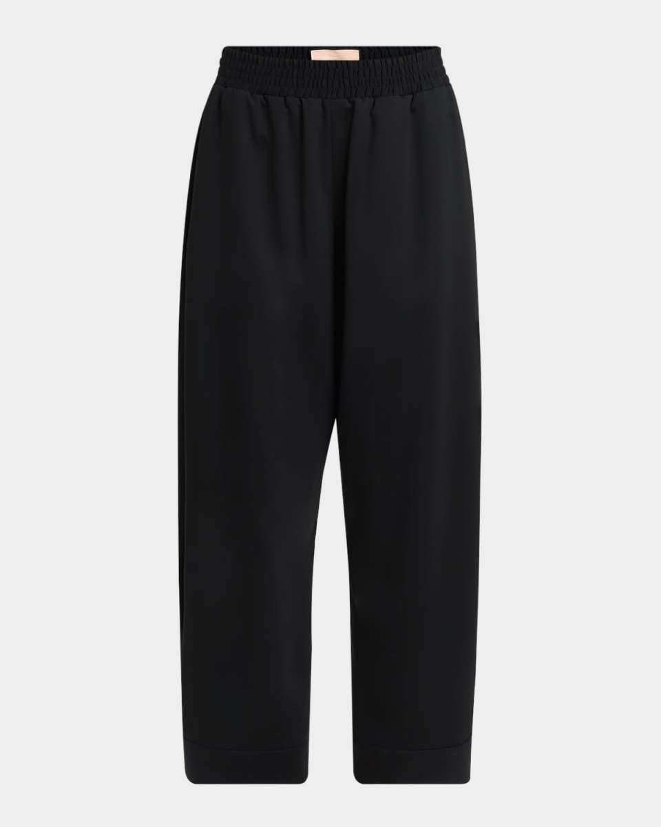 High-Rise Wide-Leg Ankle Pull-On Trousers